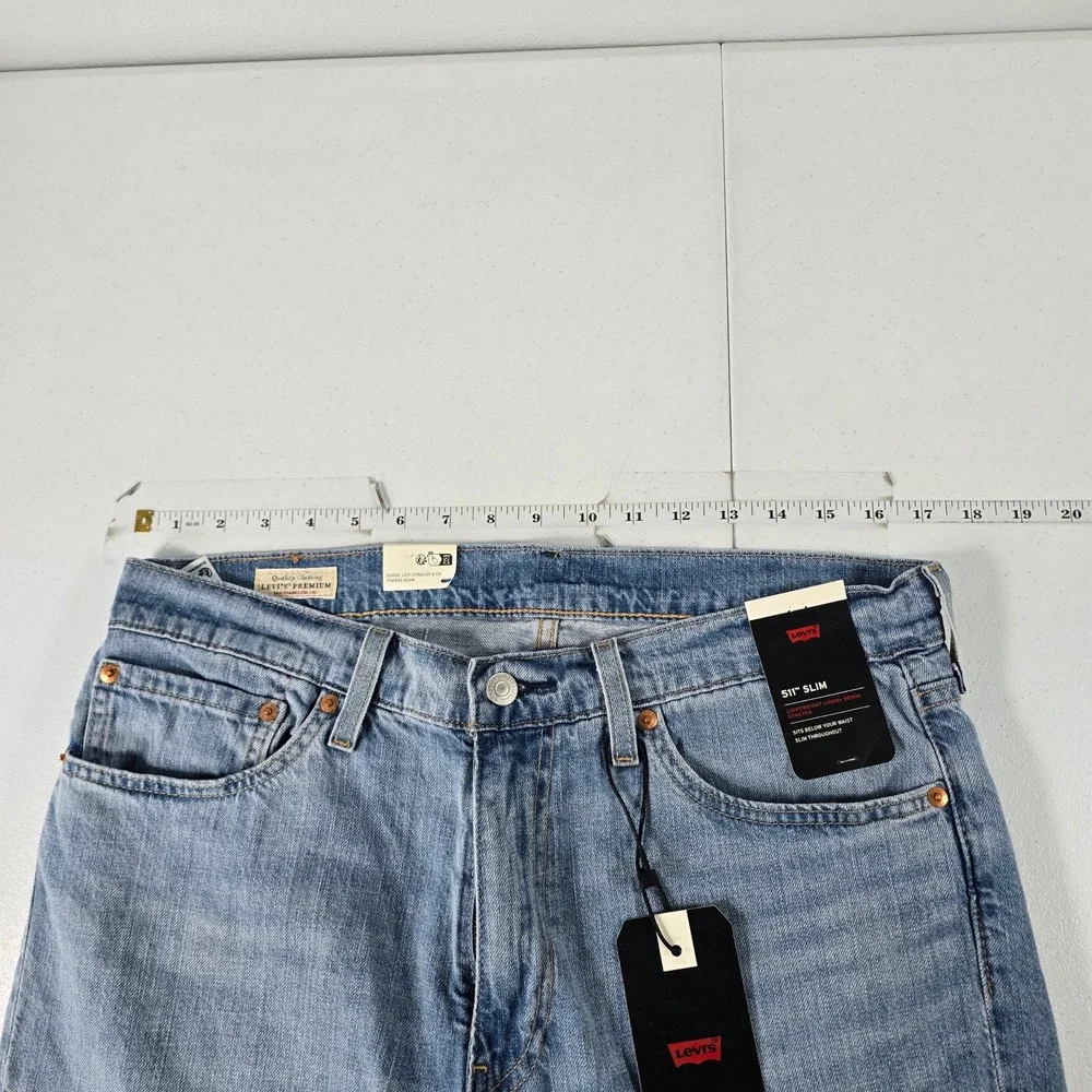 Levis 511 Slim Light Wash Linen Denim Stretch Jeans Mens 34x34 New 04511-6137